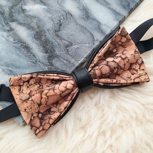 Natural Real Cork leather Bow Tie wooden Groom